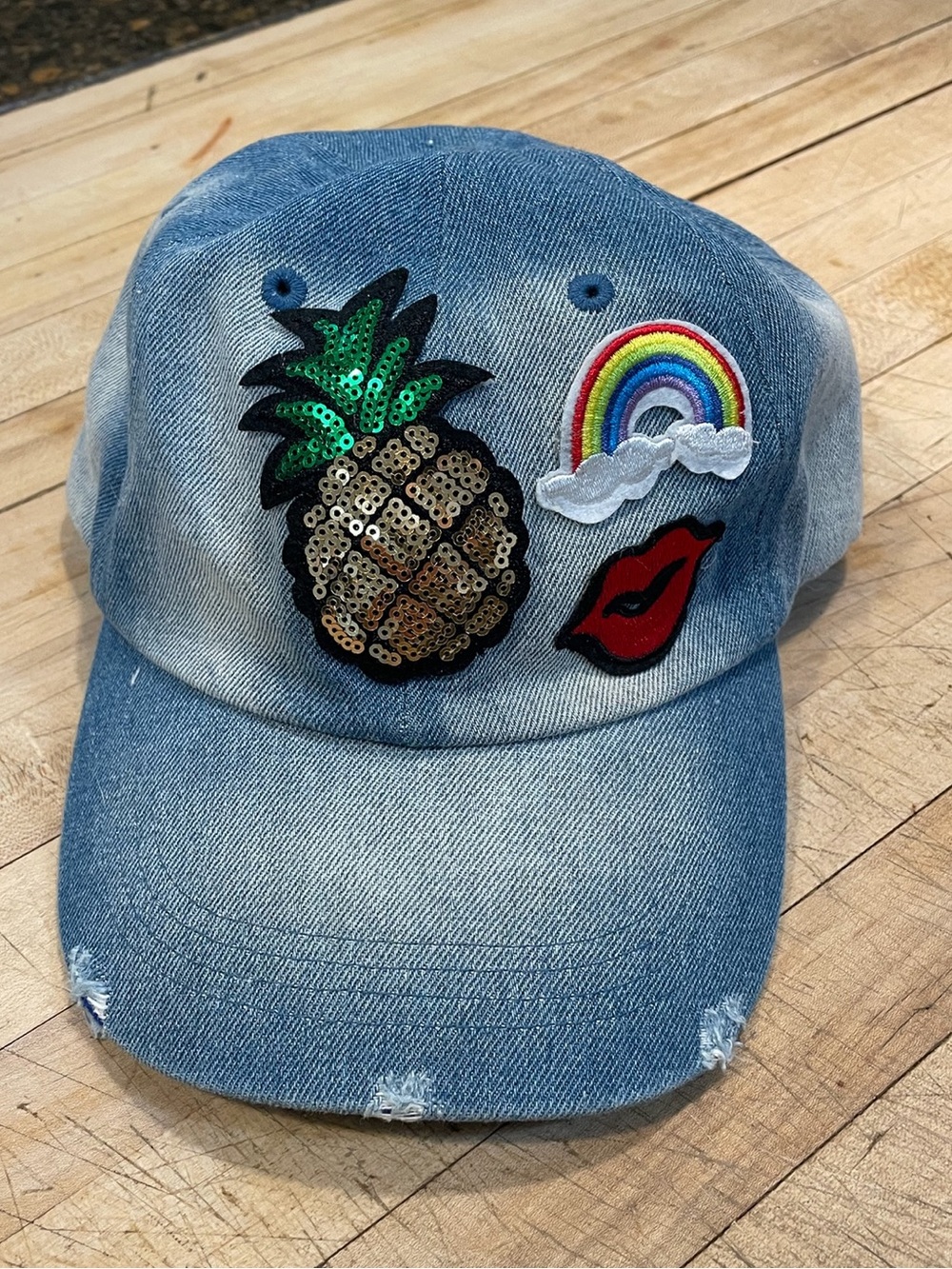 The Accessory Collective Light Blue Denim Cap with Royal Blue Trim